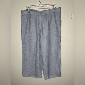 J Jill Lightweight Summer Ink Blue White 100% Cotton Crop Pant XLP